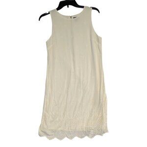 Vince Camuto Womens Ivory Sleeveless Eyelet Lace Shift Dress Size 4